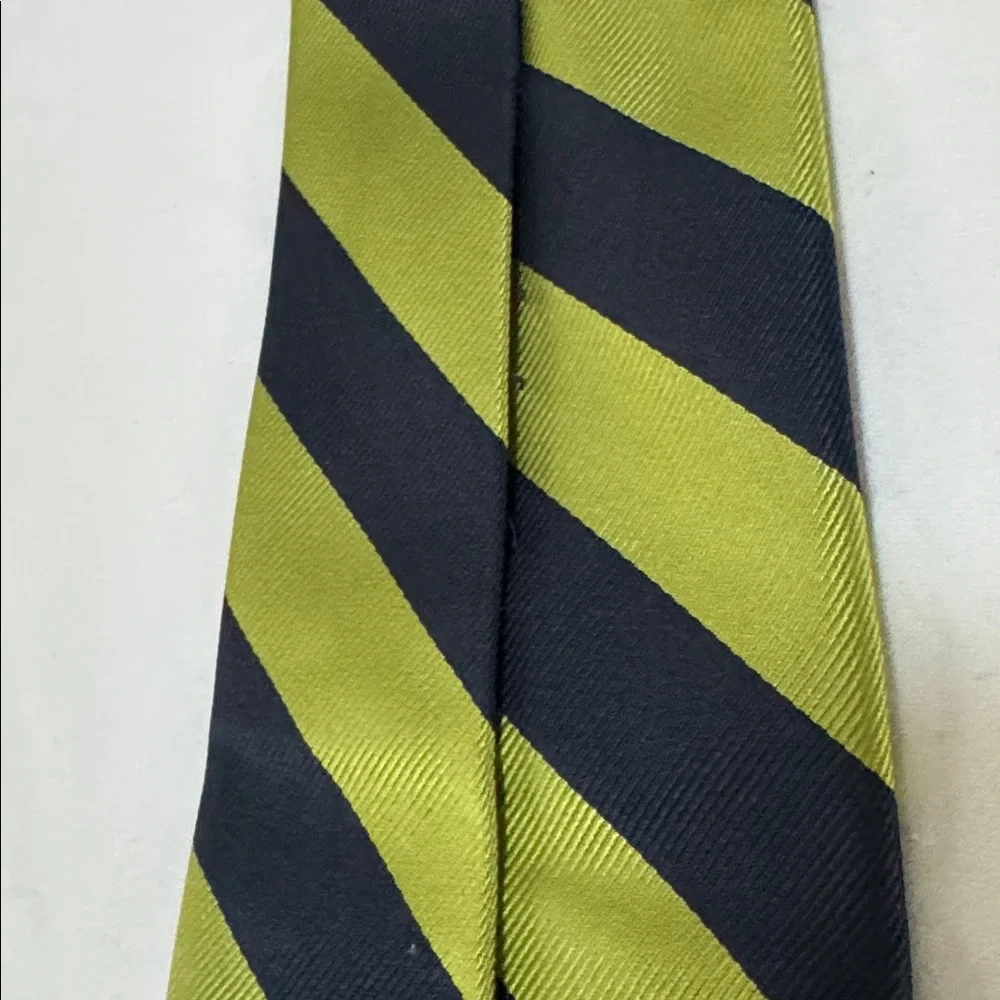 J. CREW 100% SILK TIE REPP DIAGONAL RIBBED STRIPED CLASSIC NECKTIE NAVY GREEN
